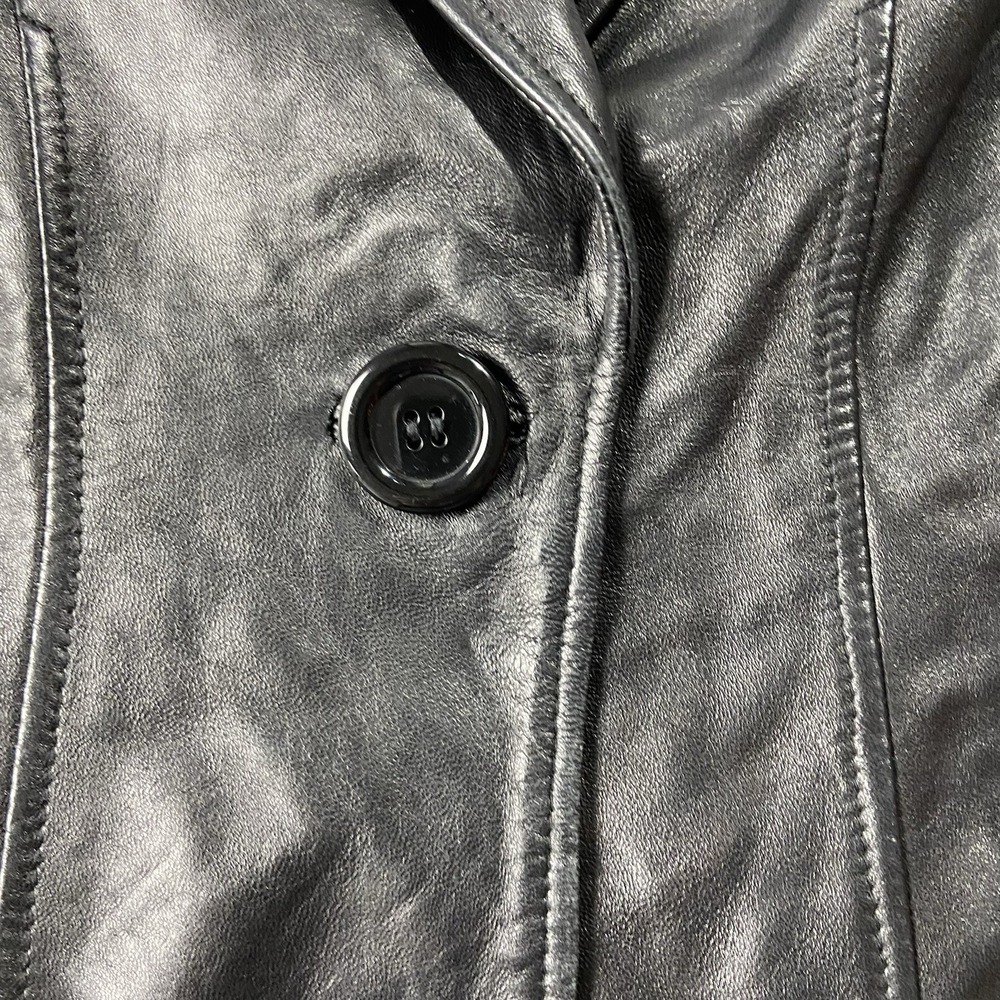 VTG Colebrook Soft Leather Jacket Blazer Black Women's L 90s Minimalism Grunge - Picture 3 of 16